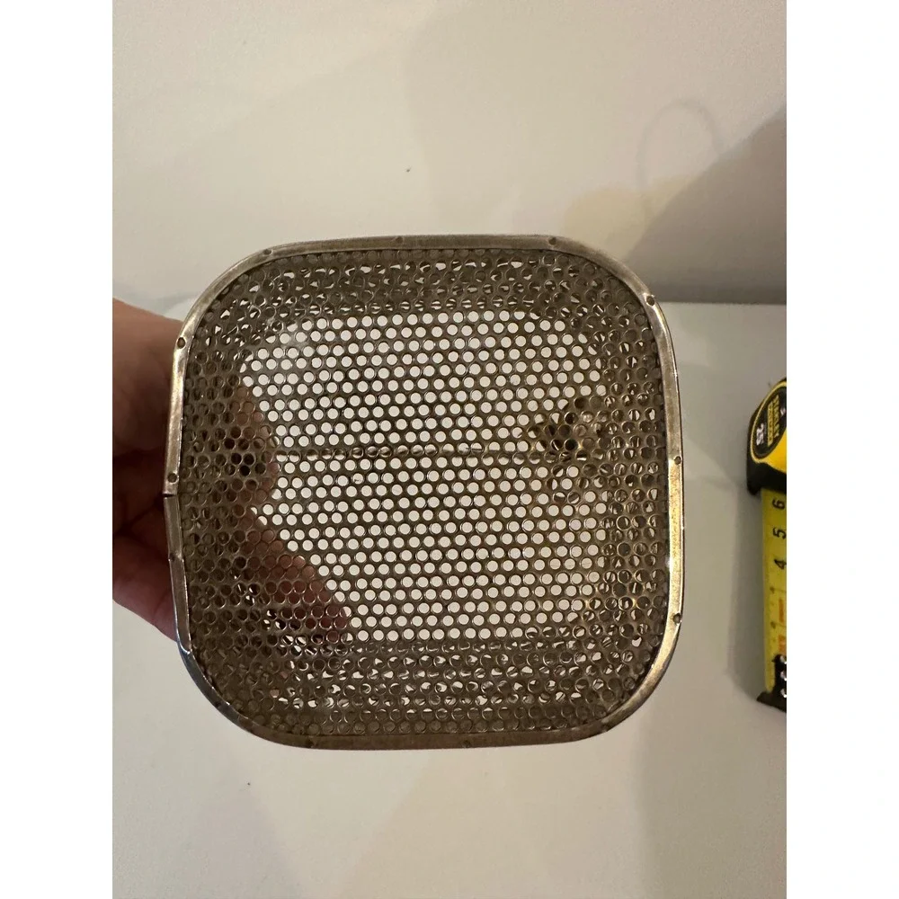 Vintage Metal Filigree Basket Floral Accent Twisted Handle Bronze Tone 4x4